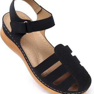Women's Closed Toe Wedge Sandals Summer Dressy Casual Comfortable Slip On